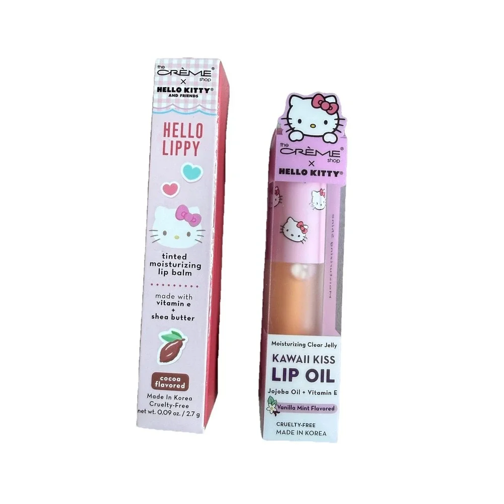 The Crème Shop x Hello Kitty Lip Oil + Tinted Lip Balm Duo New Sealed Kawaii